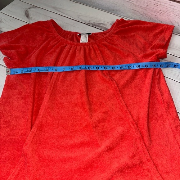 🔥 🔥🔥Vintage Bright Orange Terrycloth Swimsuit Cover-Up – Size Large Summer Retro - Picture 6 of 8